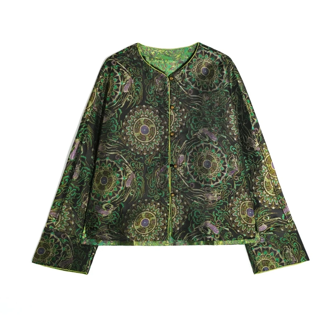 【莲花如意纹】双面穿100桑蚕丝宋锦新中式外套百搭2025新款外套