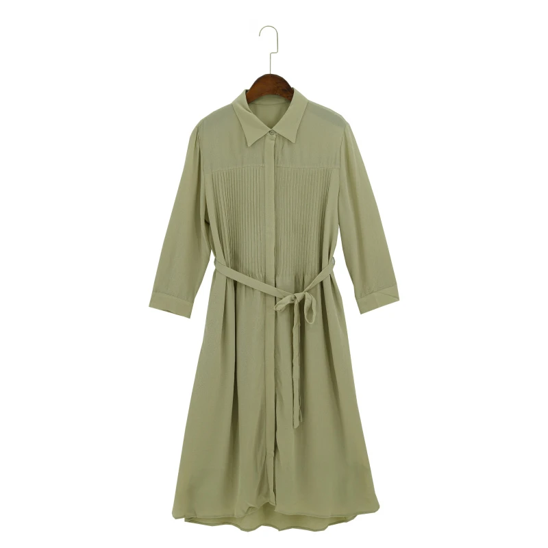 【BinGo】2025年夏季新款鬼皱桑蚕丝连衣裙XS696987