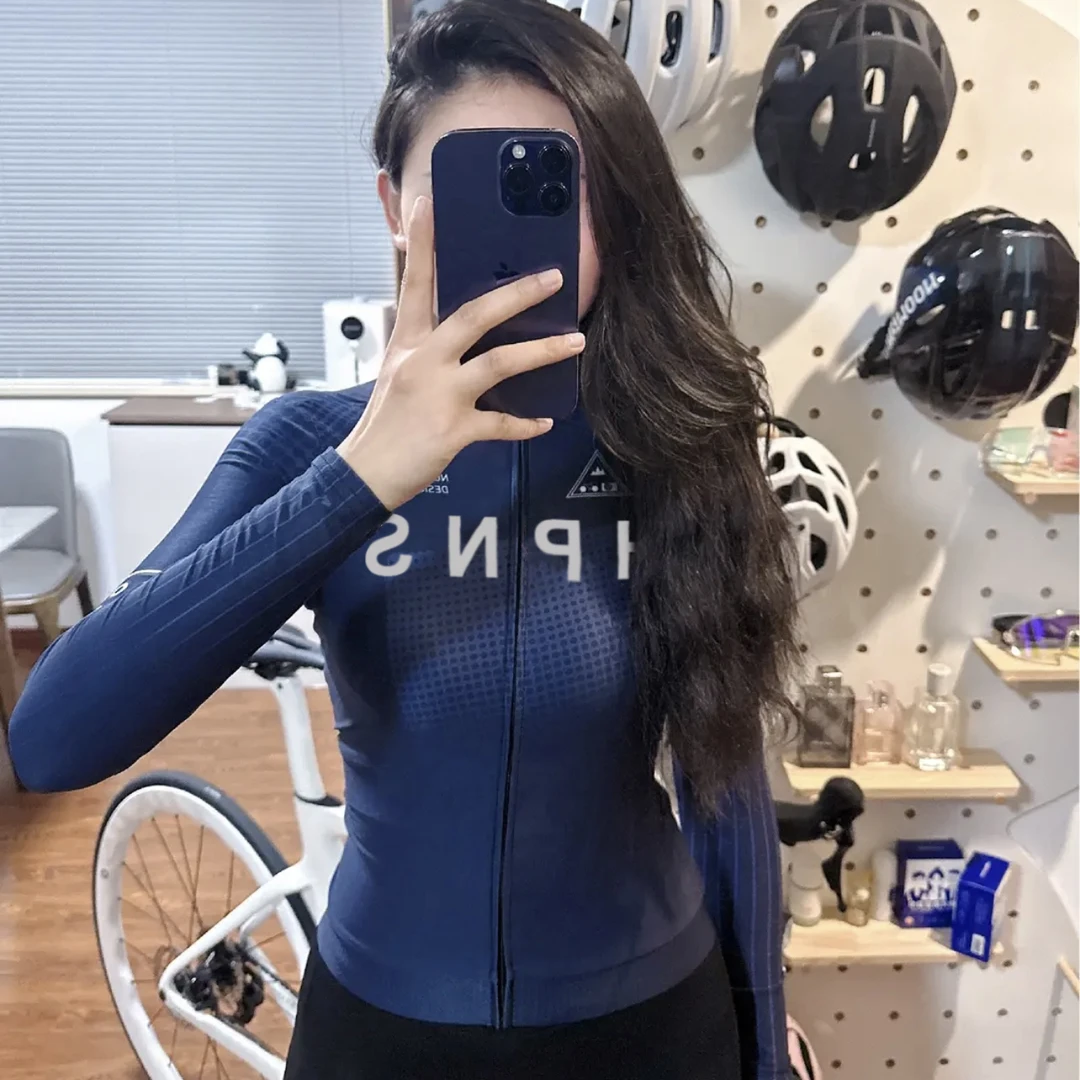 PNS 高品质长袖骑行服藏青色时尚百搭速干公路骑行男女同款上衣