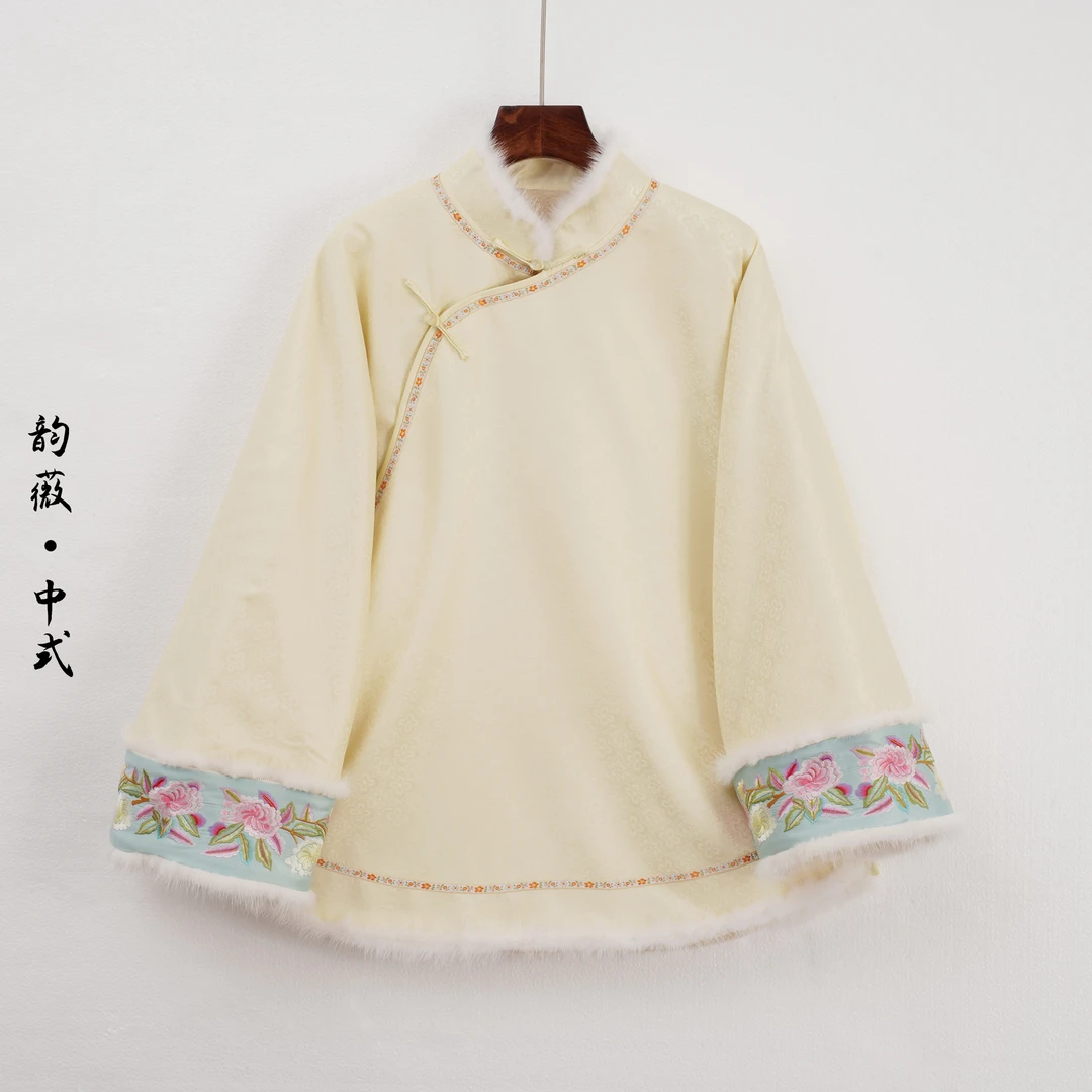 韵薇•中式常规中式刺绣日常秋冬传统中国风复古外搭上衣10458