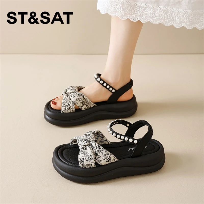 星期六厚底时尚凉鞋女款2025夏季新款法式休闲百搭配裙子凉鞋厚底