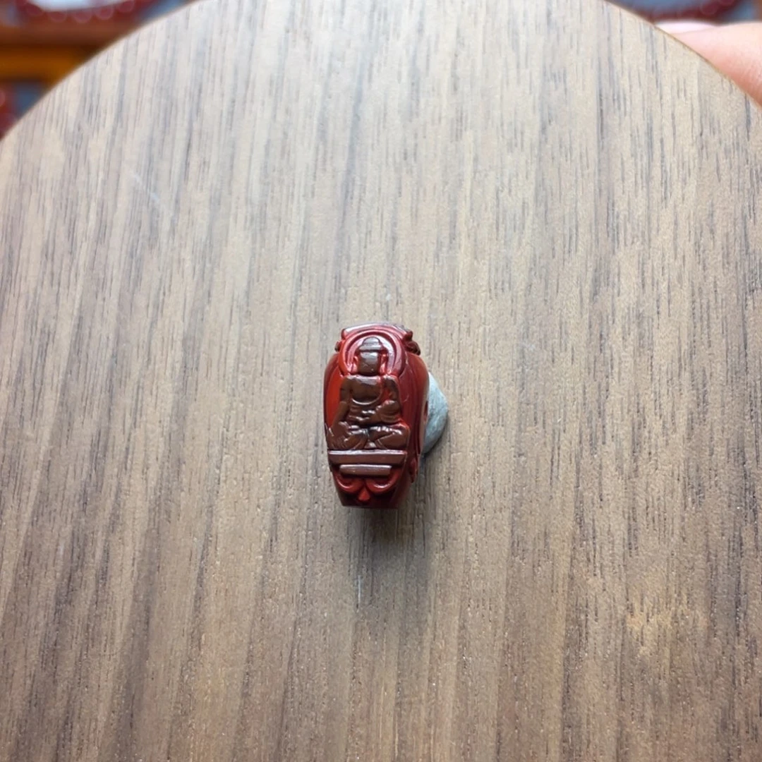 南红玛瑙未镶嵌9mm铁皮无相佛包浆三通