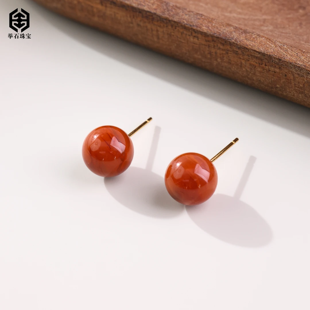 【举石珠宝】T0723-2008-35南红玛瑙耳饰（一对/多样性发）Q