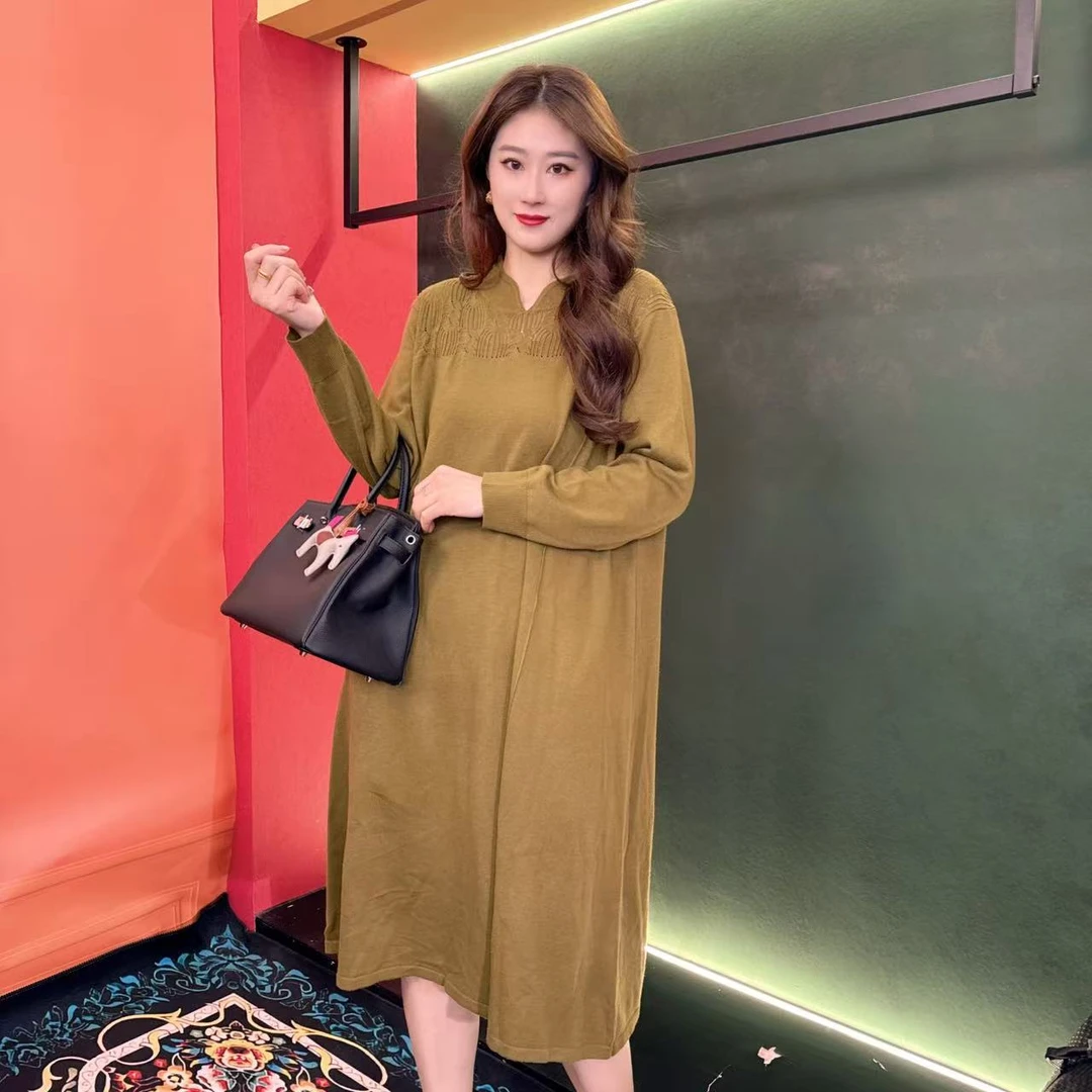 31 多金大码气质减龄长款A字裙子女装设计感连衣裙女