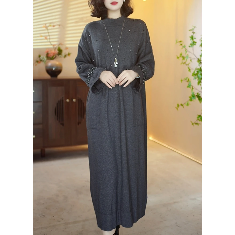 【X169】2025新款山羊绒时尚百搭宽松针织连衣裙