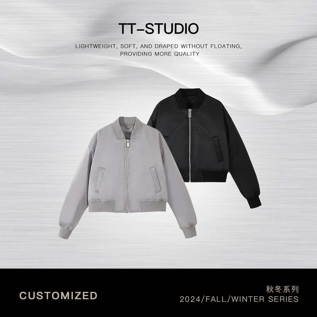 TT【棒球鹅】90%白鹅绒复古飞行员棒球领运动外套羽绒服TT-HG5244