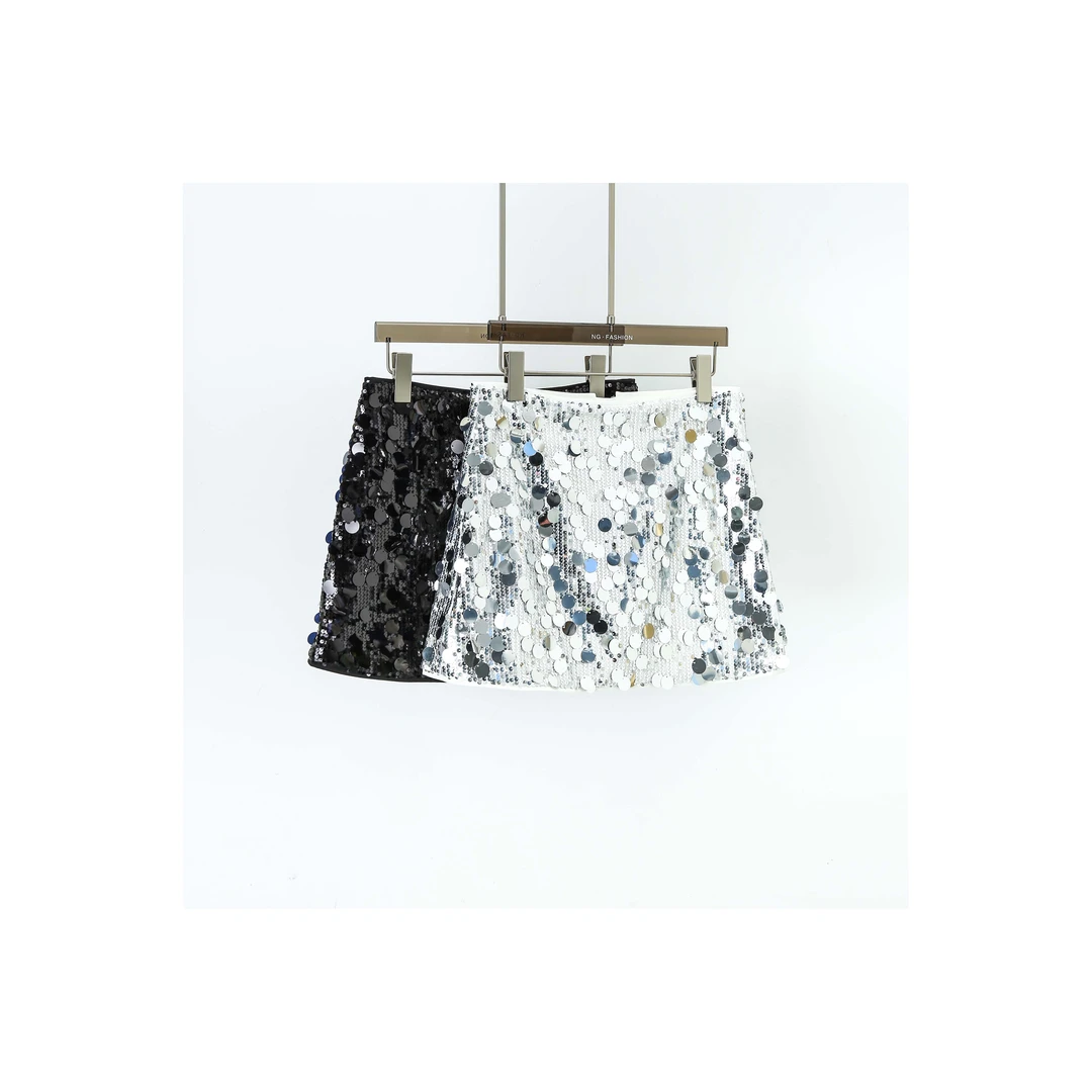 【琪琪板娘】夏季重工亮片百搭纯色半身裙-13723102