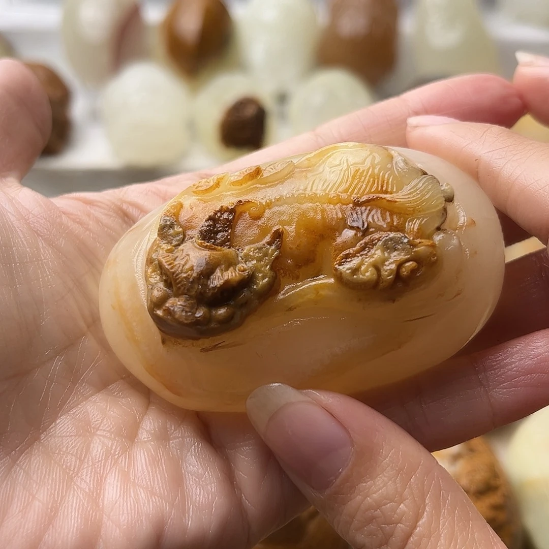 石材方解石手把摆件不退换貔貅微瑕