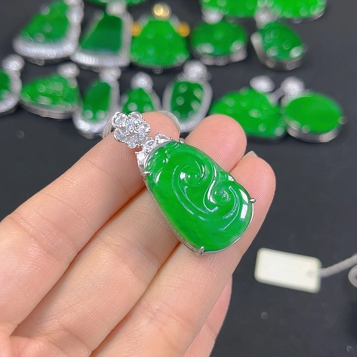 翡翠银S925镶嵌吊坠(不含链)