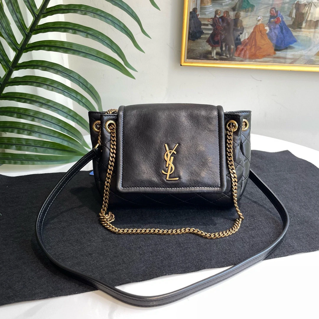 95新 YSL/圣罗兰 御古屋/10407/黑金nolita