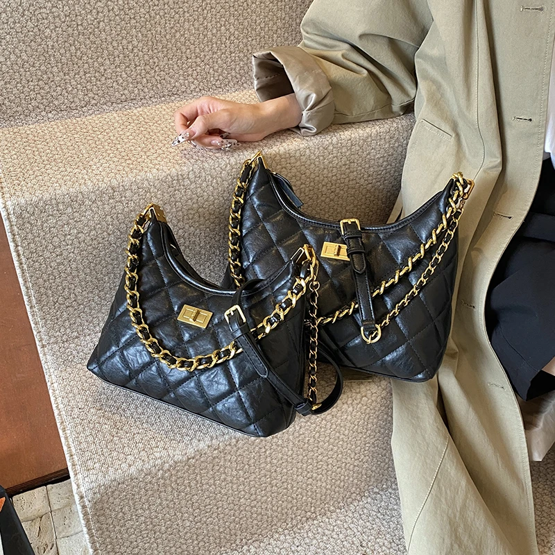 2025早春新款小众时尚百搭菱格小香单肩包高级感大容量斜挎包