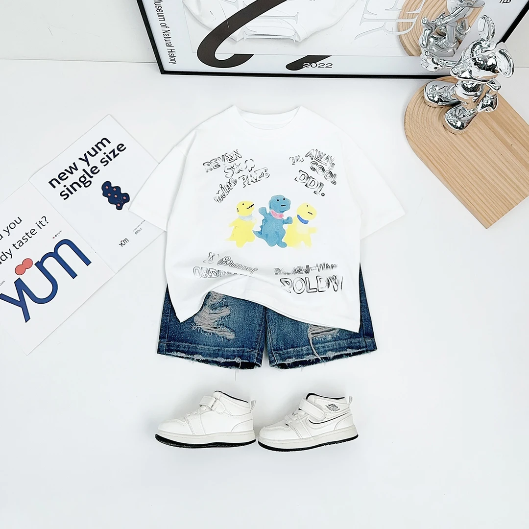 儿童套装夏季2025新款男童短袖两件套洋气潮 HZ25383悠悠童话童装