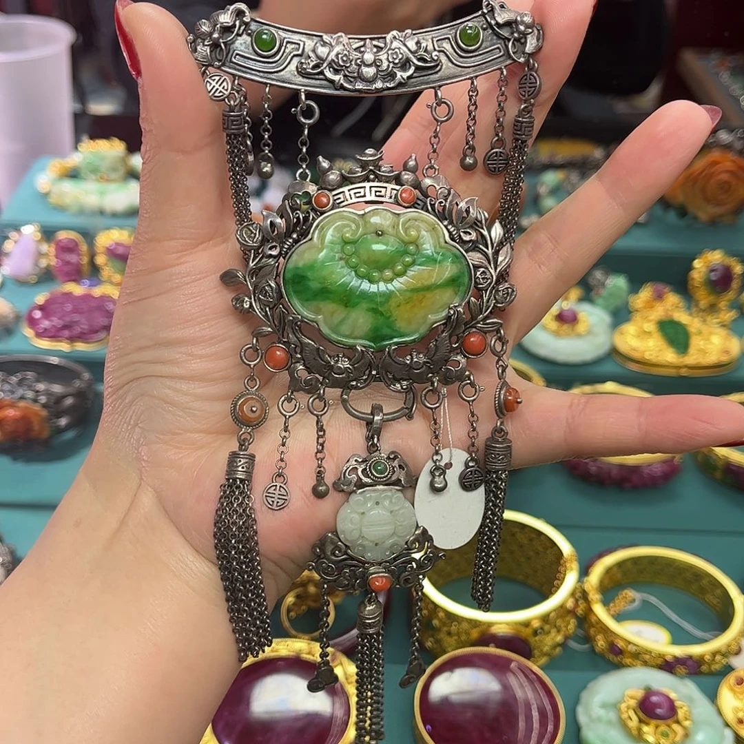 翡翠银S925镶嵌吊坠(不含链)