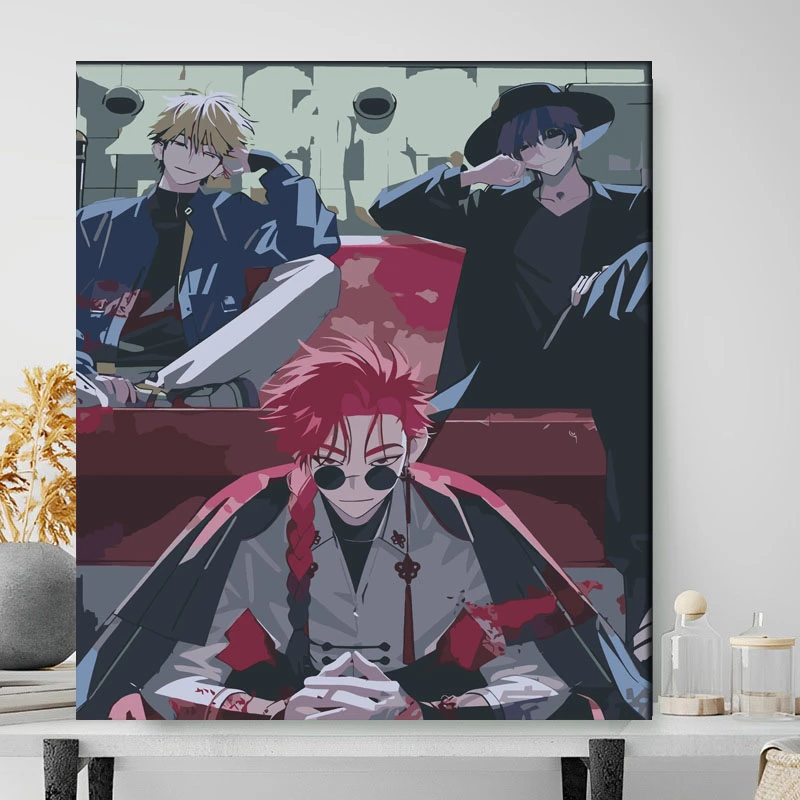 火影忍者四代火影数字油画DIY卡通人物手绘填色装饰画高级丙烯画