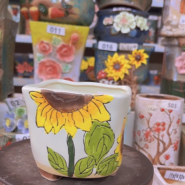 紫砂花盆陶瓷制品发2个