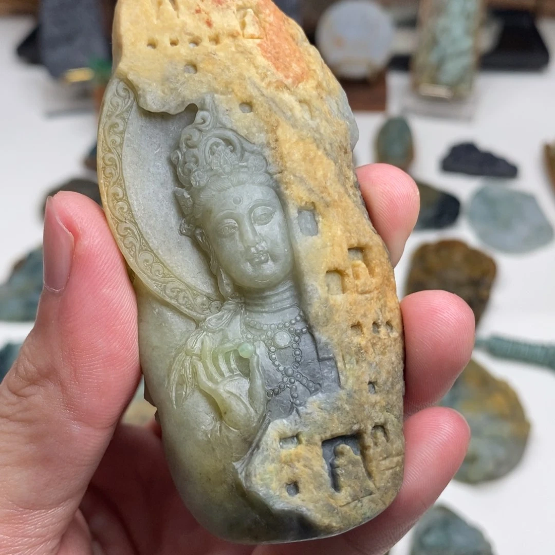 定制翡翠未镶嵌石窟观音