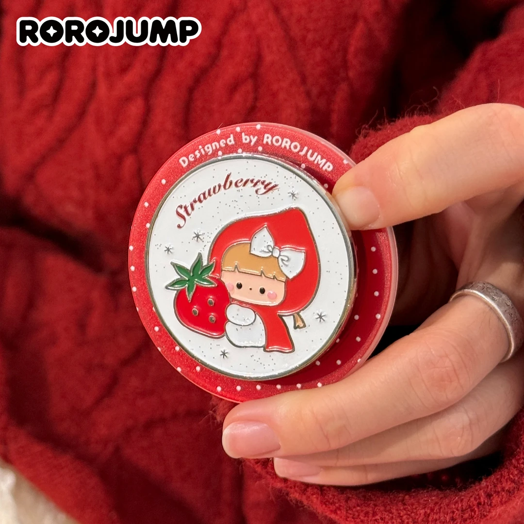 肉肉酱草莓小红帽可爱卡通仿珐琅金属苹果磁吸支架华为支架通用