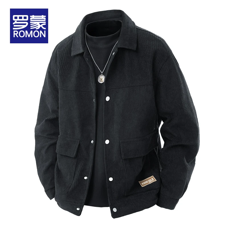 罗蒙男士灯芯绒外套男款2025新款爆款高级感翻领上衣休闲夹克男装