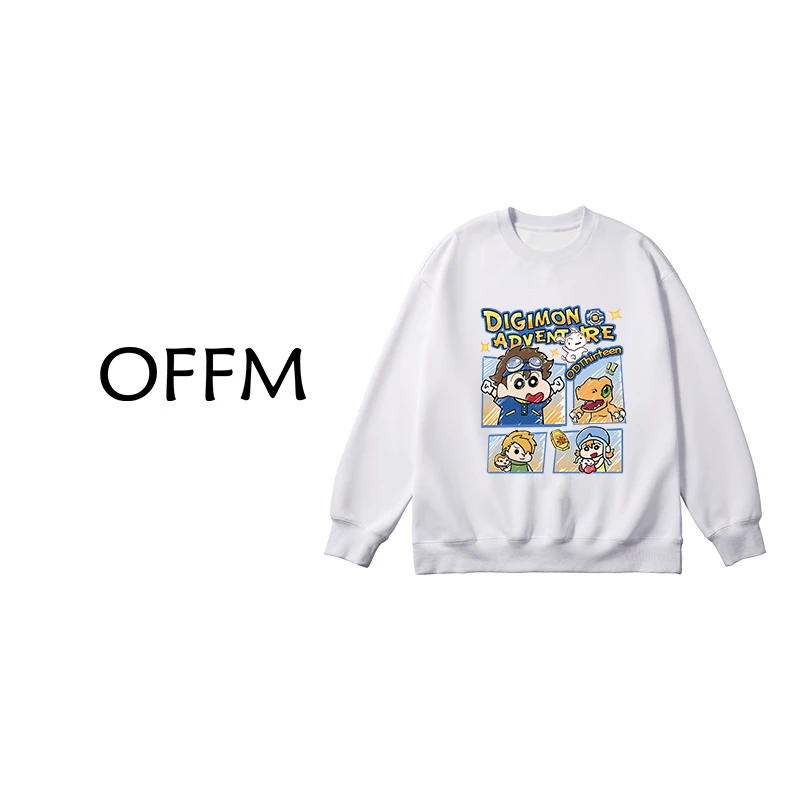 OFF M【数码涂鸦小新】圆领卫衣 秋冬卡通印花宽松百搭上衣男女同款