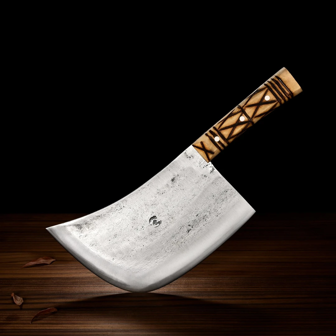 月牙斩骨刀手工锻打传统夹钢商用重型剁骨刀屠宰专用卖肉屠夫专用