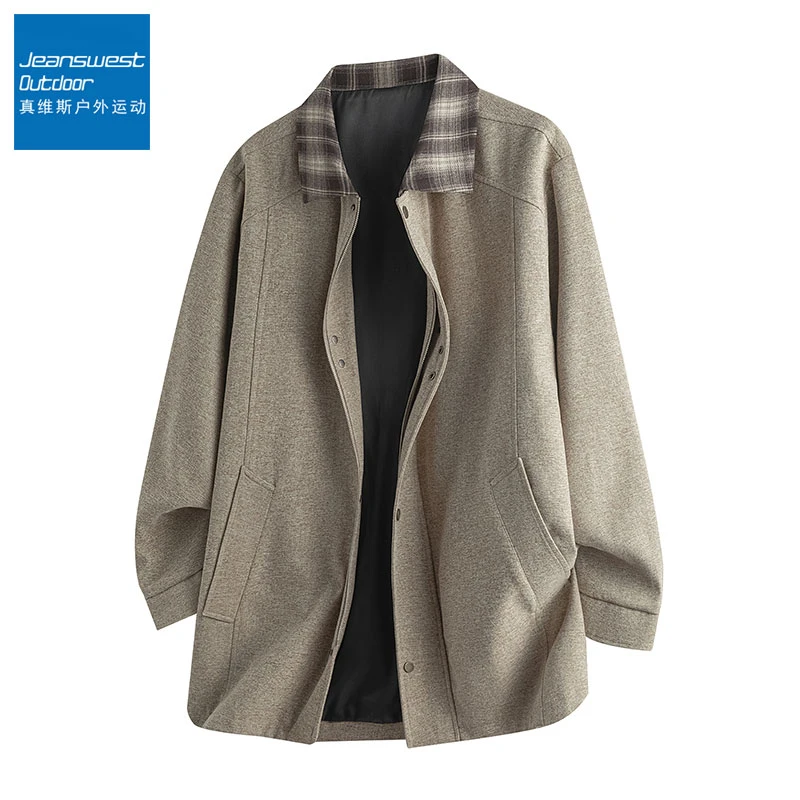 真维斯户外运动秋季男士中长款夹克大码宽松潮流帅气休闲风衣外套