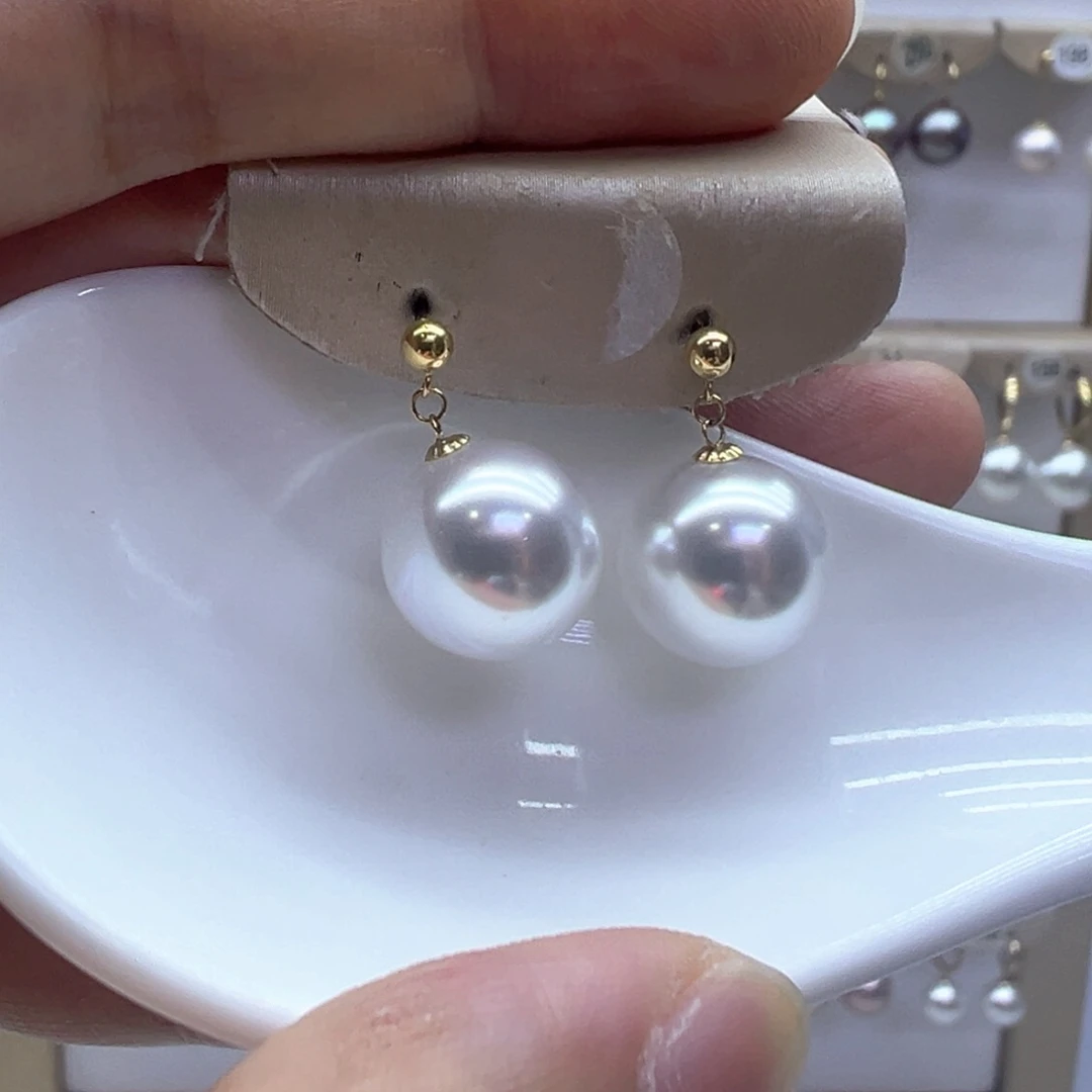 18K金镶嵌淡水珍珠耳饰