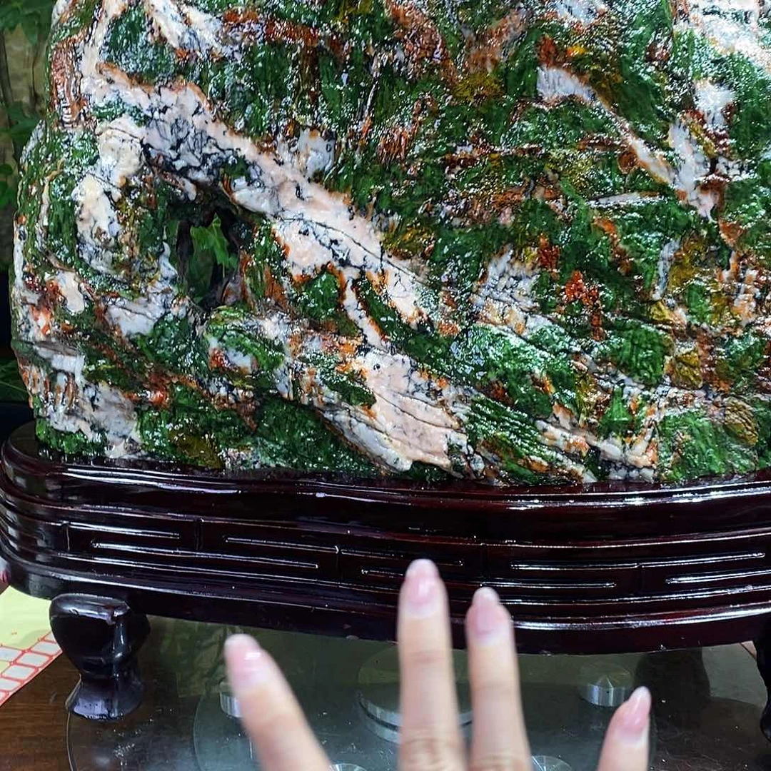 丽***姐石材山水画作品摆件