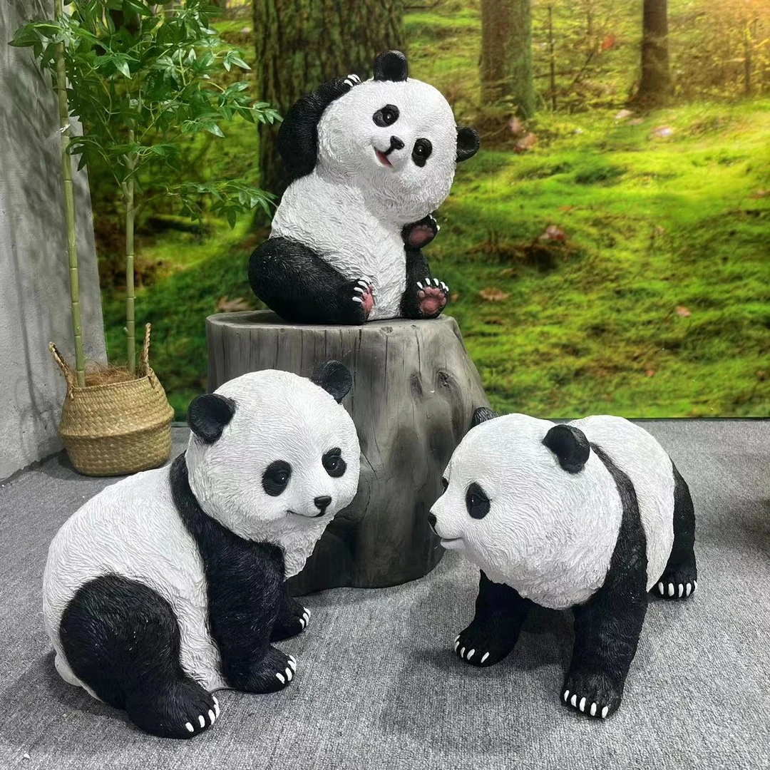 熊猫仿真动物摆件室外创意花园户外庭院民宿落地装饰品景观摆件