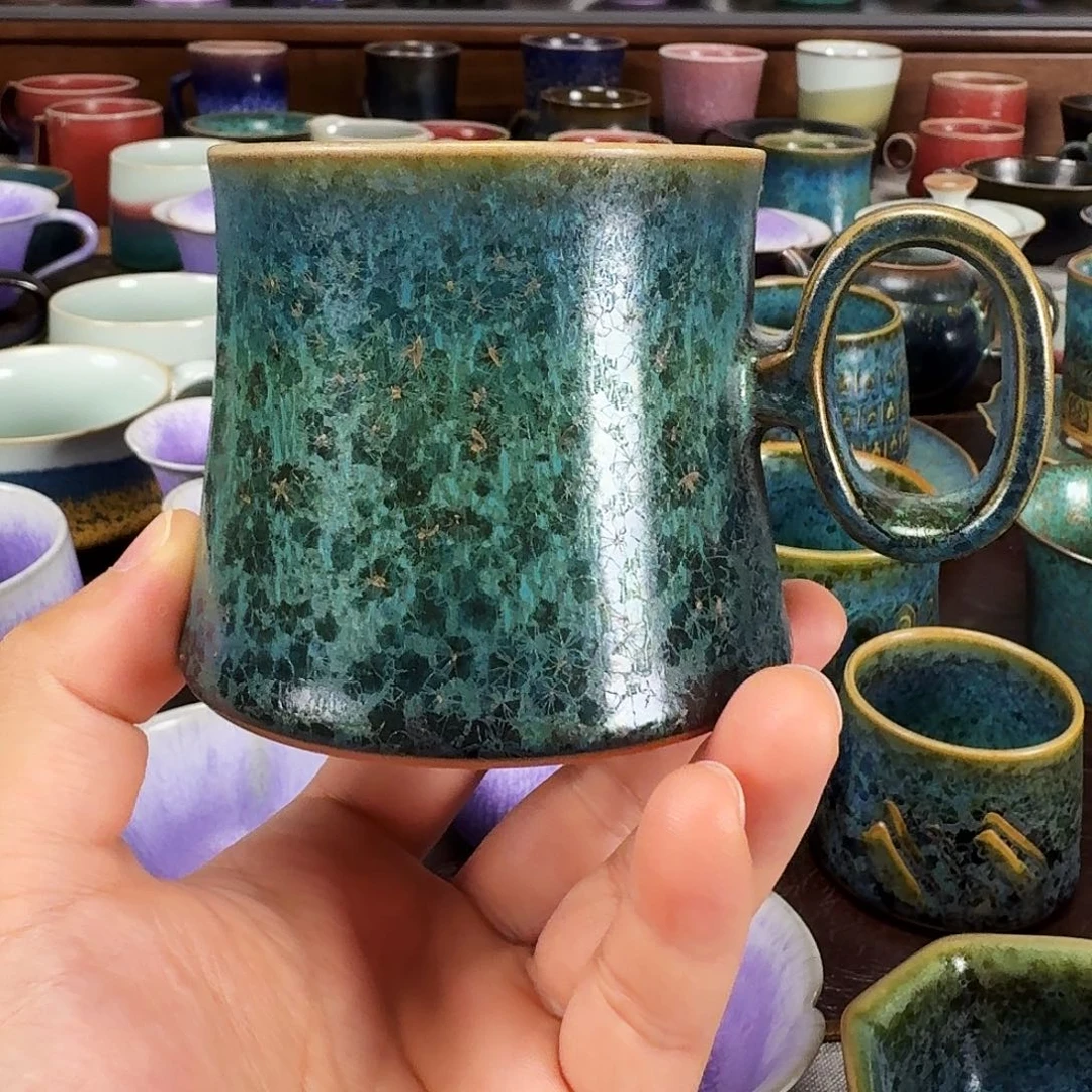 铜绿釉马克杯咖啡杯