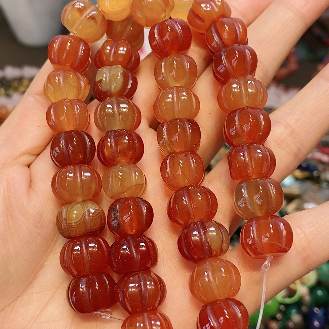 散珠玛瑙/玉髓红玛瑙雕刻件短条14mm