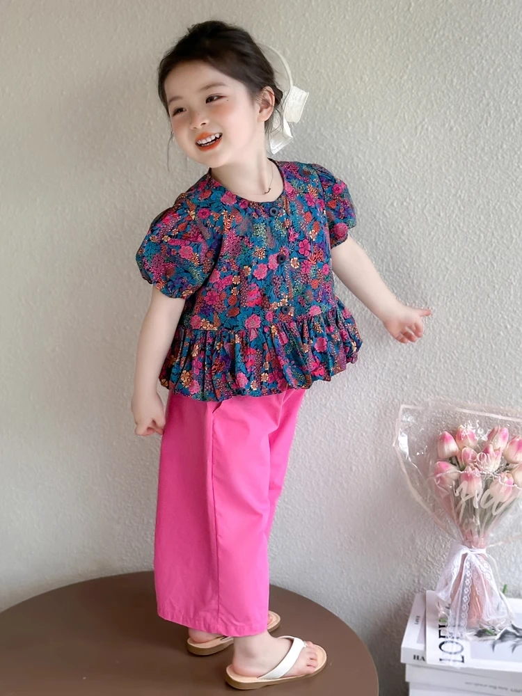 儿童套装上衣童装碎花女童洋气夏季儿童套装上衣童装碎花女童洋气
