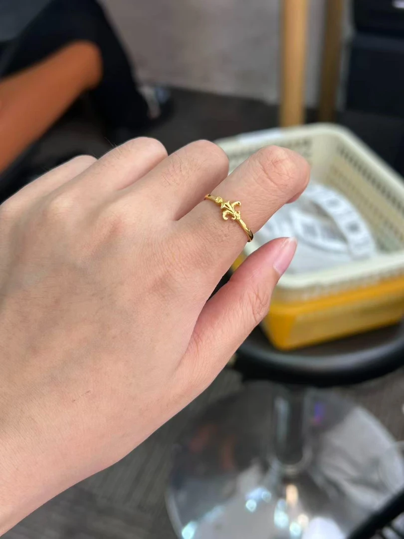 足金999 鸢尾花开口戒指