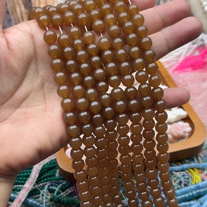未镶嵌玛瑙/玉髓珠宝半成品一条8mm糖料和田玉