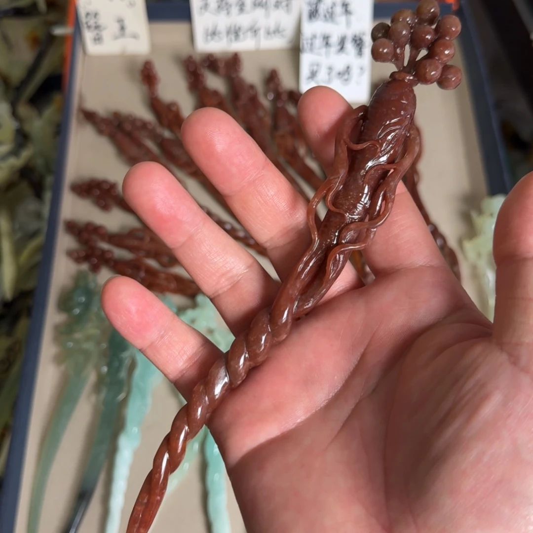 岫玉发饰未镶嵌冬*
