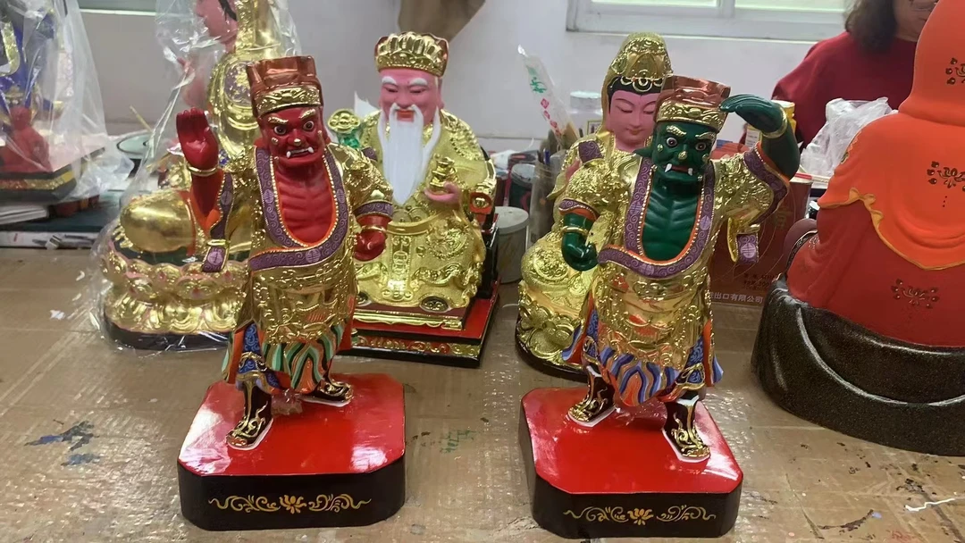 手工千顺神像木制香樟体金身家用店铺摆件关二爷彩绘雕塑工艺品