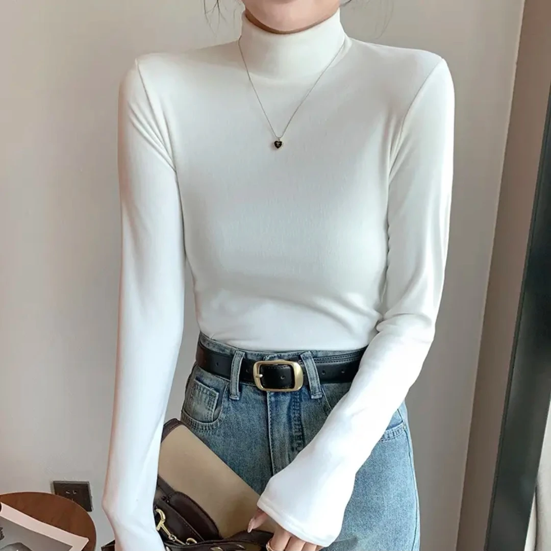 清-汤圆吖半高领百搭修身女士打底122238