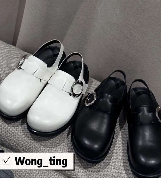 【W_ting】2025新款春日懒人勃肯小牛皮半拖皮鞋2113