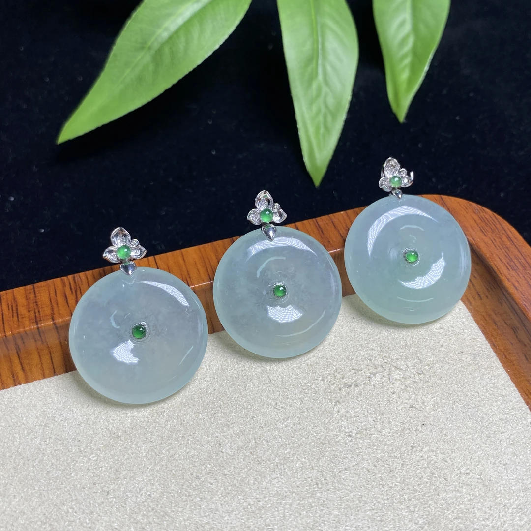 思懿手镯之家-18k翡翠平安扣约23*5mm-50361-MC-多样性发一芊芊