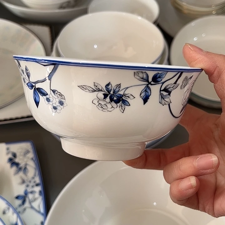 瓷片微瑕骨瓷蓝孔雀5英寸碗两个