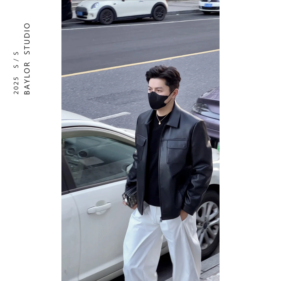 25秋季顶奢系列 优雅老钱风 简约高级感 100%绵羊皮革 真皮夹克