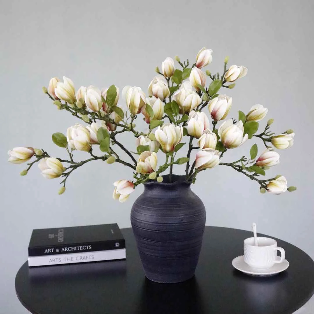 中式含苞玉兰花仿真花客厅餐桌装饰花摆件餐桌假花摆设干花插花艺