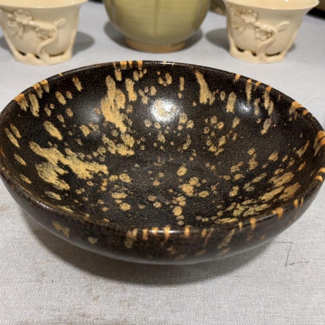 得***家陶摆件吉州窑的大碗