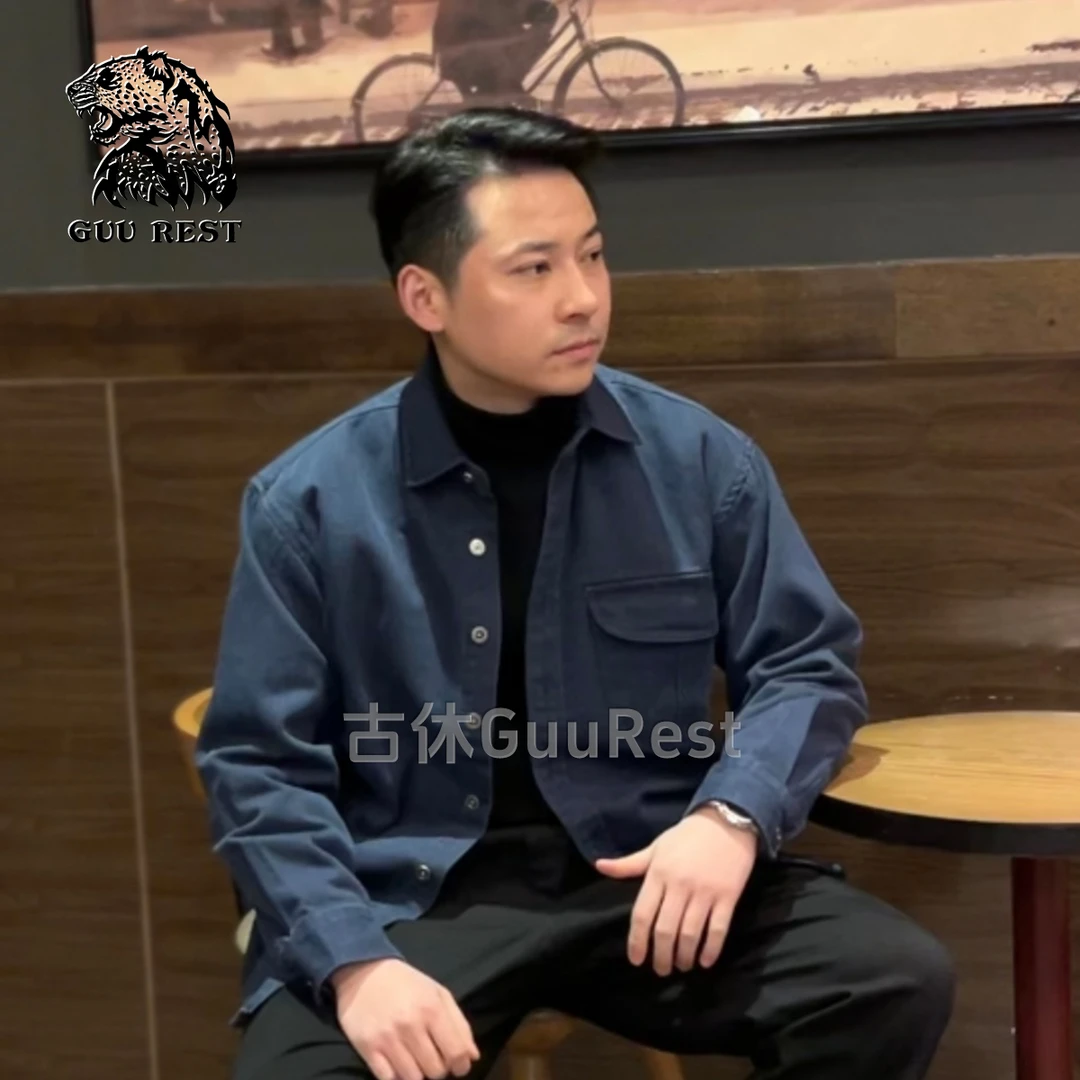 GuuRest纯棉衬衫春秋季时尚百搭宽松男士复古休闲长袖衬衣春季