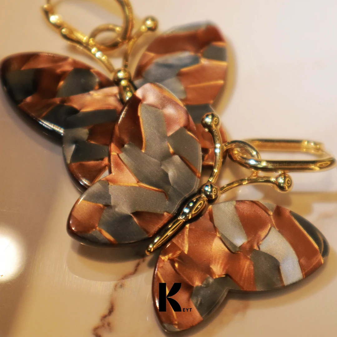 KEYT 合金耳饰 拼色纹路蝴蝶造型耳环