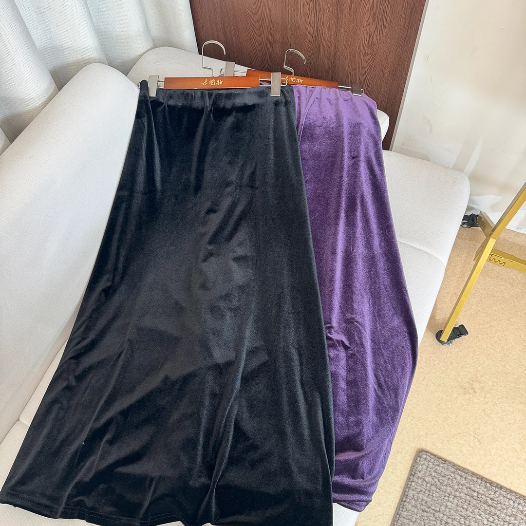 【高密！高品质】复古摩登优雅女人味包臀鱼尾裙子加长款丝绒半身裙
