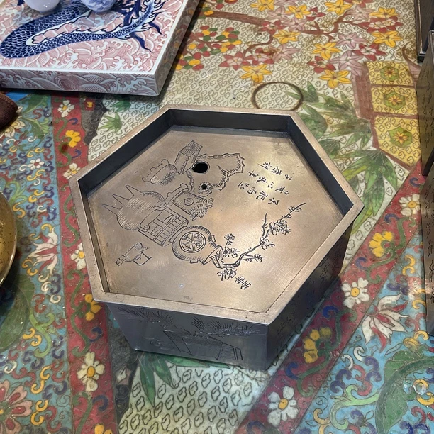 锡茶盘 六角 六边形 纯手工 纯锡 壶承 功夫茶具