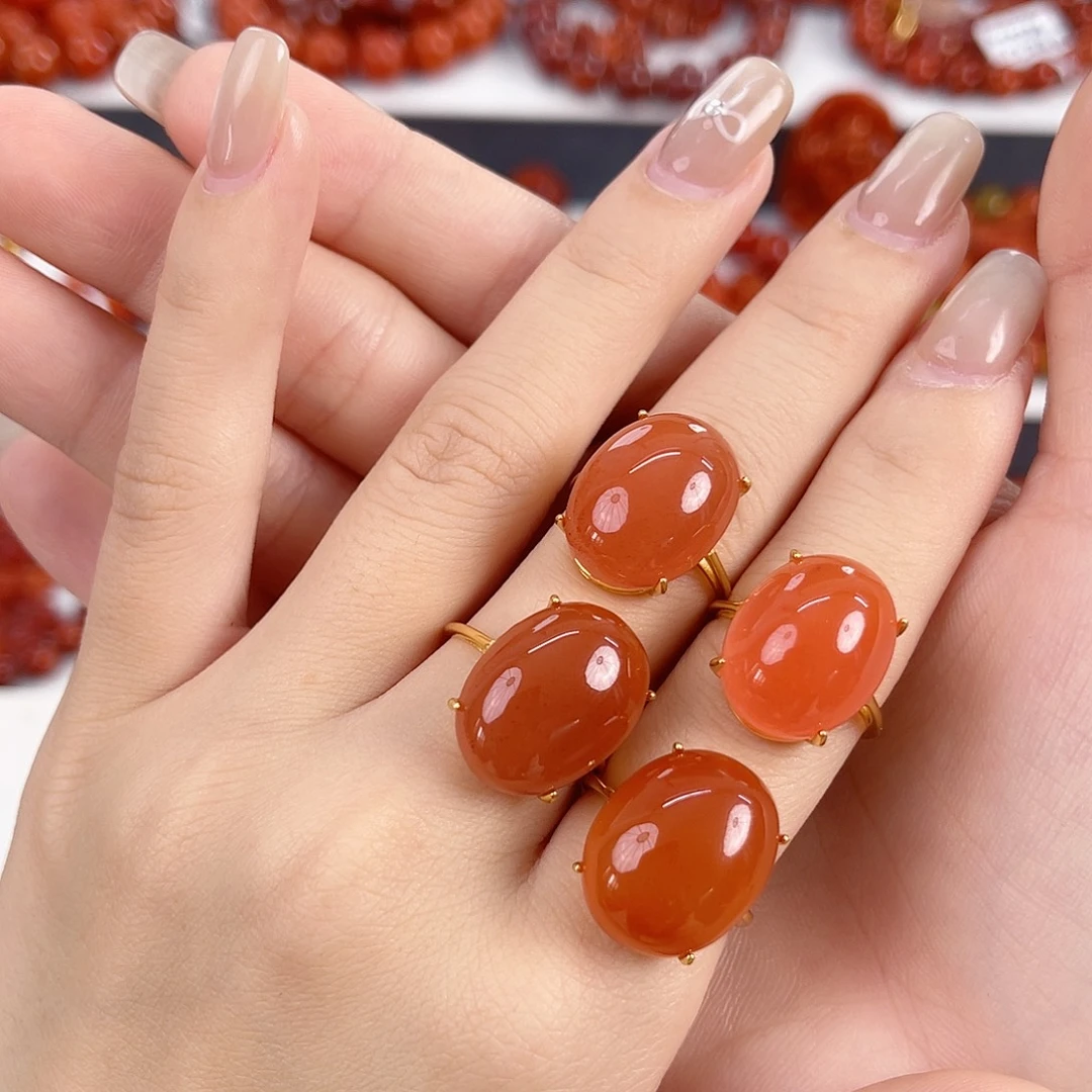 南红玛瑙银S925镶嵌保山戒指（多样性发其一）