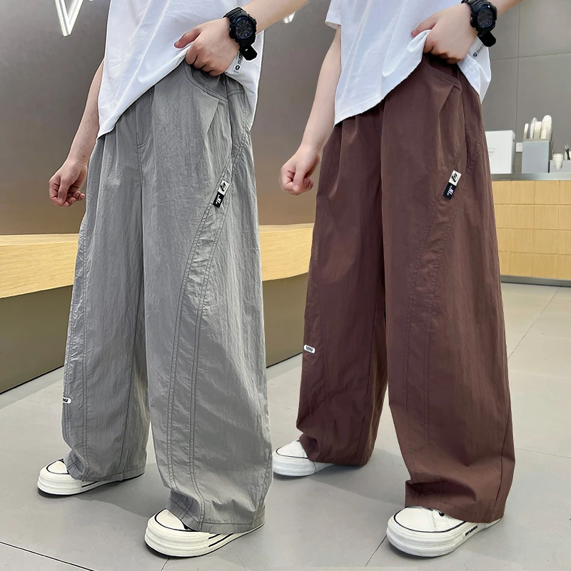 男童夏季薄款直筒休闲裤2025新款中大童轻薄透气长裤垂感防蚊裤潮