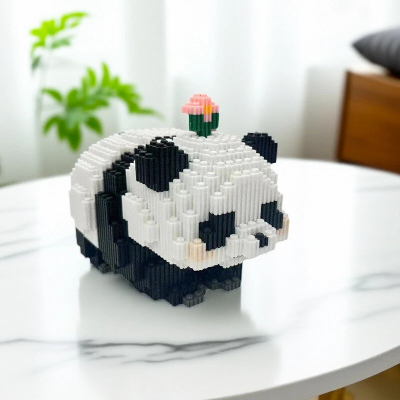 6只熊猫组合款优质颗粒串联益智拼装积木玩具节日礼物居家摆件