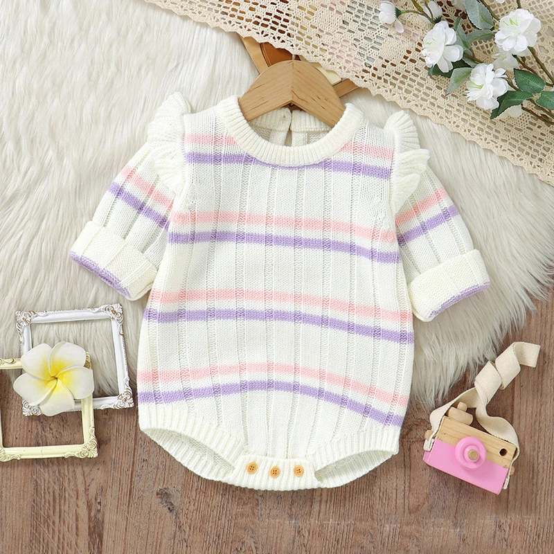 女童包屁毛衣宝宝包屁针织毛衣春秋冬款婴儿三角爬爬服短款连体衣